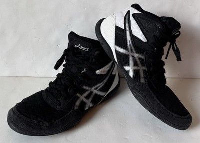 ASICS MATFLEX 6 Wrestling Shoes Kids Size 1 Black White Silver 1084A007 EUC