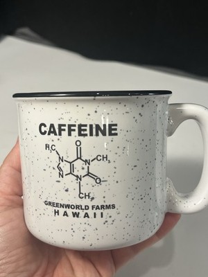 Caffeine Molecule Green World Farms Hawaii Coffee Mug Daga Ceramic Campfire