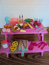 Our Generation Picnic Table Set with Play Food Dishes for 18" Dolls Accessories