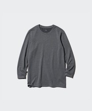 UNIQLO Mens Heattech Extra Warm Cotton Long Sleeve T-Shirt Dark Gray Size M NEW