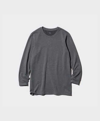 UNIQLO Mens Heattech Extra Warm Cotton Long Sleeve T-Shirt Dark Gray  Size M NEW