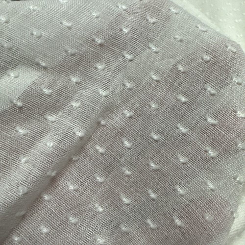 White Embroidered Raised Dotted Cotton Fabric 60w X36” Light Airy Delicate BTY - Picture 2 of 3