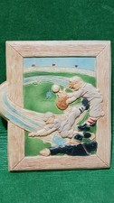 BASEBALL COMICAL HOME PLATE SCENE in CELLULOID, SELF FRAMED