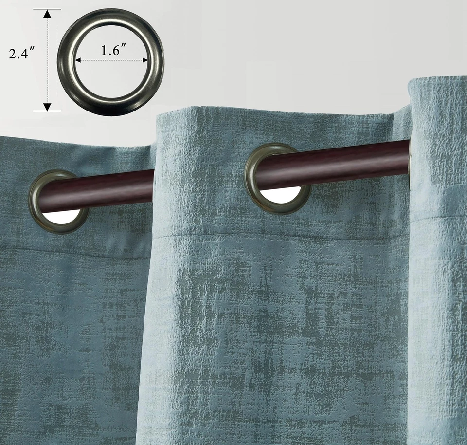 Chezmoi Collection Parker Premium Textured Velvet Grommet Window Curtain Set - Image 2 of 4
