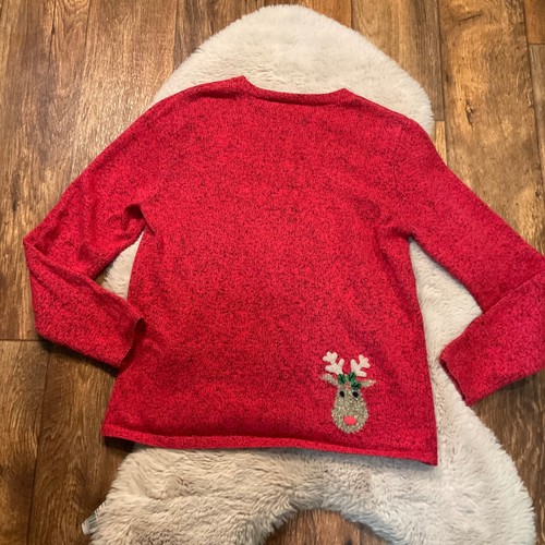 Maglione stile nord taglia media donna natale renna vacanza rosso tasca - Foto 7 di 7