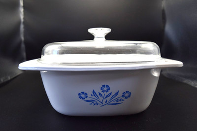 Vintage CorningWare Dutch Oven Casserole Blue Cornflower 4QT P-34-B w/ PYREX Lid
