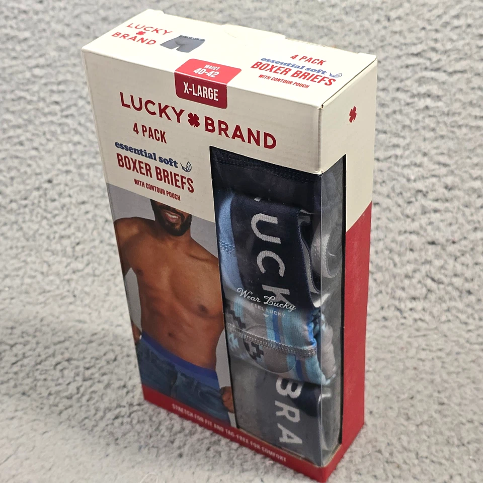 Calzoncillos boxer Lucky Brand para hombre XL 40-42 azul paquete de 4 ropa interior suave elástica nuevos con etiquetas Foto 3 de 4