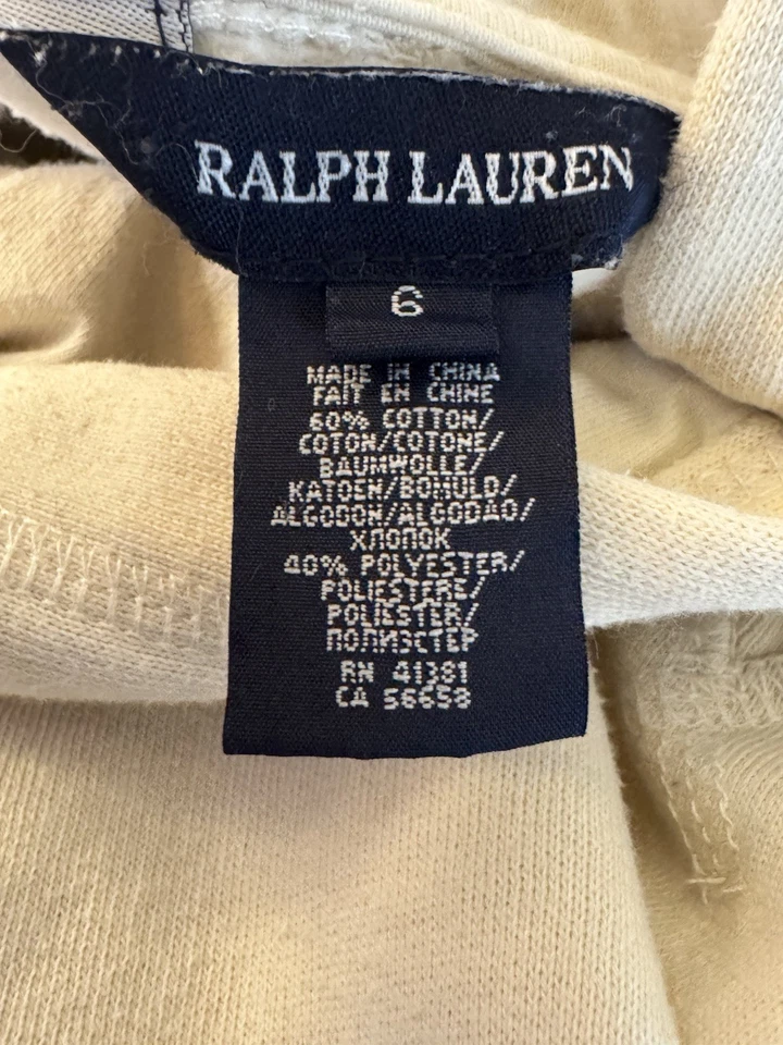 Ralph Lauren Niñas Talla 6 Crema Pullover Clásico Sudadera con Capucha Rojo Pony Logo Foto 4 de 4