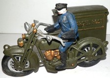 Vintage Hubley Cast Iron Harley-Davidson "Parcel Post" Delivery Motorcycle Toy
