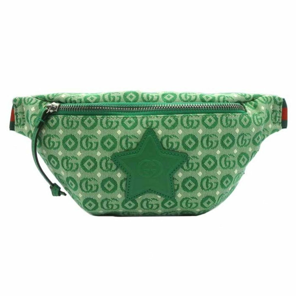 GUCCI Star Green Belt Bag for Kids and Adults 10.2x4.7 Inches 33in Strap Unused