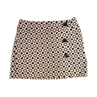Bershka Black & Beige Geometric Button Front Mini Skirt Women's Size S