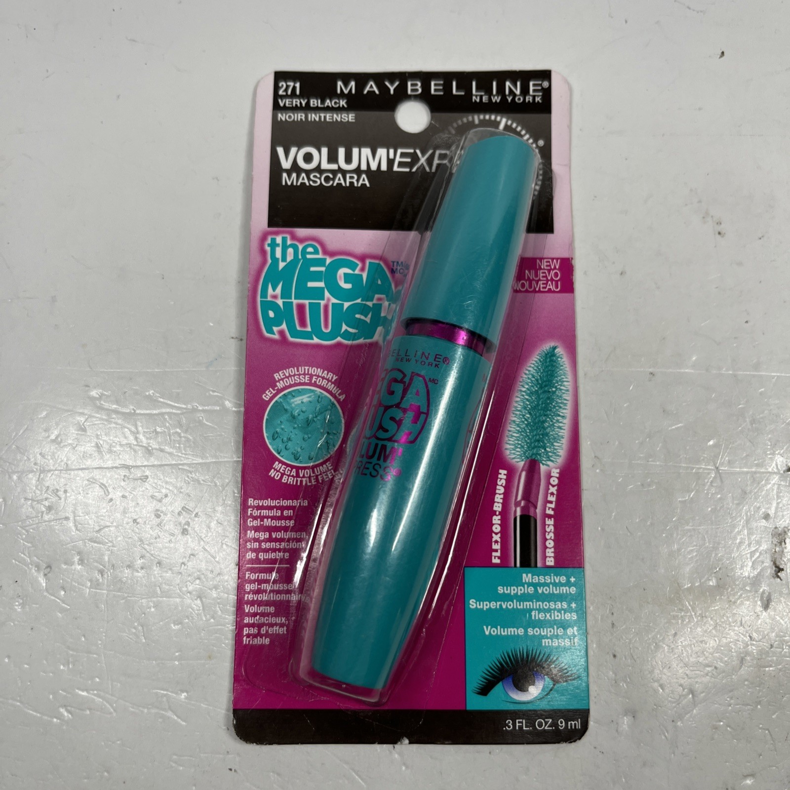 Maybelline Volum Express Mega Plush Mascara Very Black 271 Sealed New