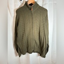 Designer Oscar de la Renta XXL Olive Green Fleece Lined Knit Jacket