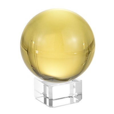 1Set 50mm/2'' K9 Crystal Ball Decorative Ball w Box and Crystal Stand Yellow
