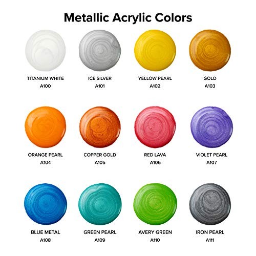  Metallic Acrylic Pouring Paint 12 Colors Pre Metallic 12 x 60ml (2 fl oz)