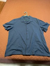 Perry Ellis Men's Short Sleeve Button Down Shirt Size XXL Blue