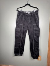 VIP Jeans Y2K Black Wide Leg Cargo Pants Whit...