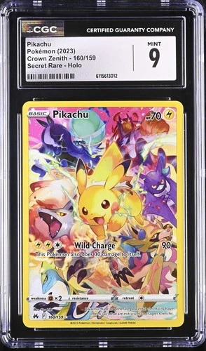 CGC 9 - PIKACHU - 160/159 CROWN ZENITH SECRET RARE HOLO POKEMON