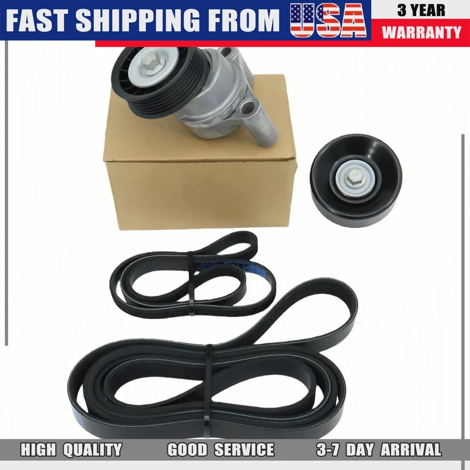 Serpentine Belt Tensioner Pulley Kit for GMC Sierra 2500 HD 2009-2014 K040355SF Foto 4 de 4