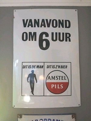 AMSTEL großes Vintage Original Bier Bar Kneipe Emailschild