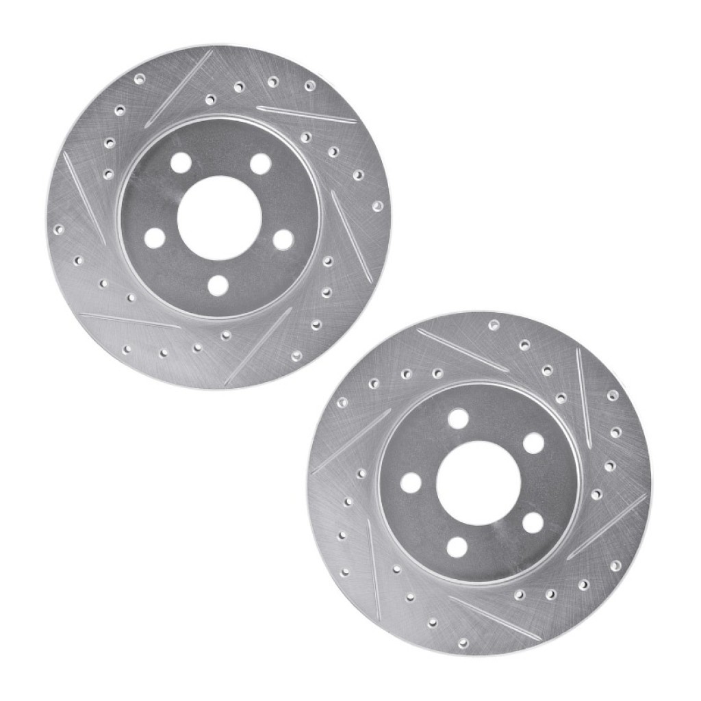 For Chrysler TC Maserati 1990 1991 Rotors | Silver | Drilled And Slotted Rotor