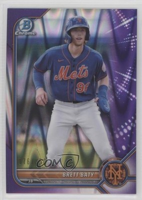 2022 Bowman Chrome Prospects Purple RayWave Refractor 76/250 Brett Baty 08jk