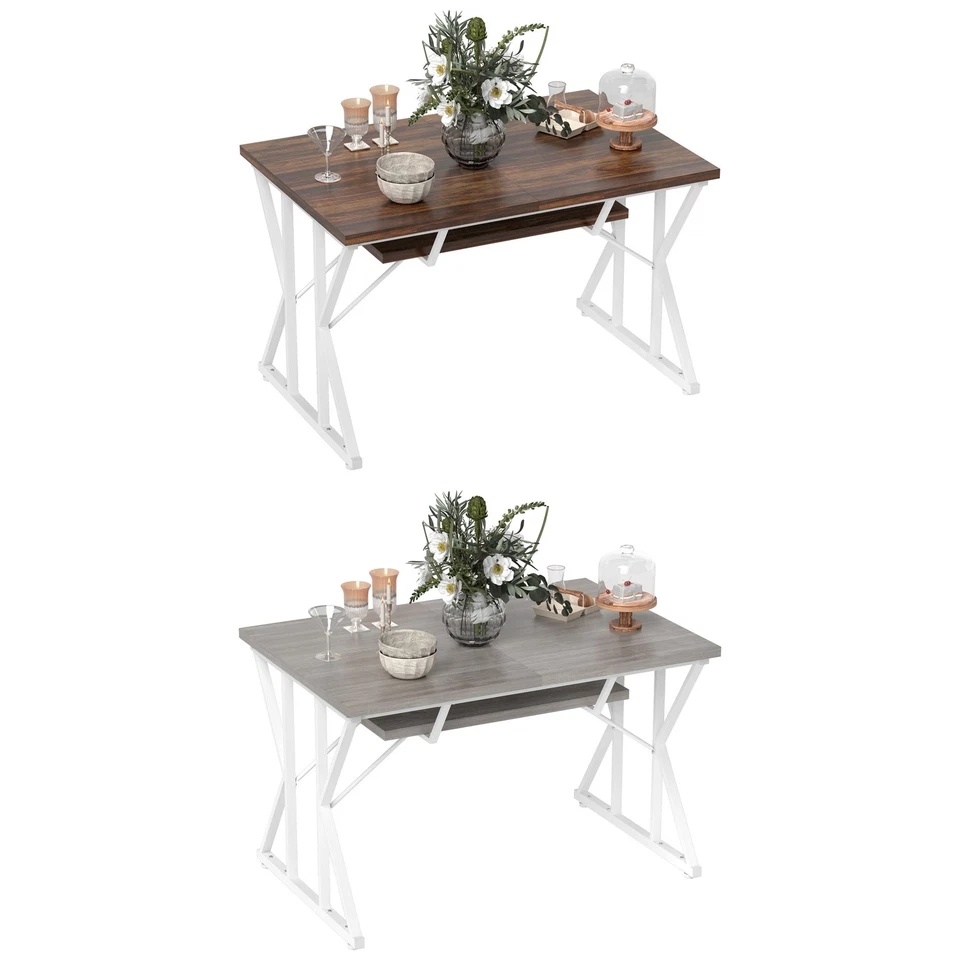 HOMCOM 63"-47" Expandable Dining Table Extendable Kitchen Table