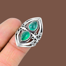 Green Onyx Gemstone Ring Silver Ring 925 Sterling Silver Ring Women's Jewelry