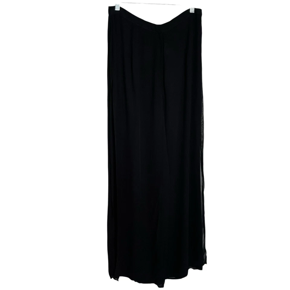 Vintage Tadashi Shoji Seaton Chiffon Palazzo Pants Womens 14 Black Layered Party - Image 3 of 4