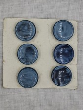 6 Vintage Marbled blue and black Buttons – 1.8 cm Retro Sewing Accessories