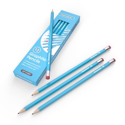 Classmaster HB Graphite Pencils with Eraser Tips 12-Pieces 12 Count (Pack of 1) 