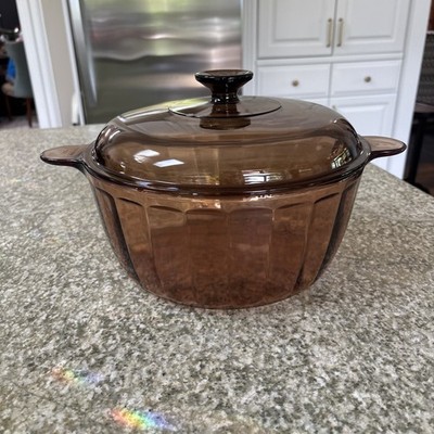 Vintage Corning Vision Pyrex France USA Amber Glass 4.5L STOCKPOT