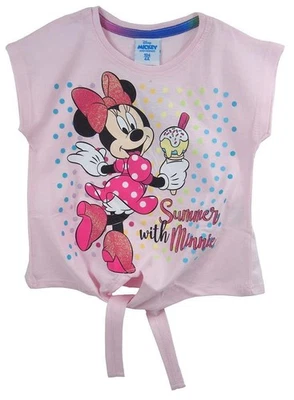 Disney Minnie Mouse T-Shirt Mädchen Rosa Knoten 100% Baumwolle Gr. 116 - Bild 1 von 2