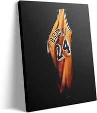 Kobe Bryant Jersey Canvas Wall Art Lakers No 24 Tribute Basketball Decor