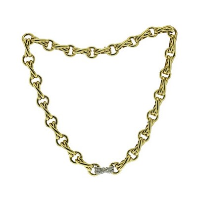 Tiffany Co Paloma Picasso 18K Gold Platinum Diamonds XO Link Necklace 