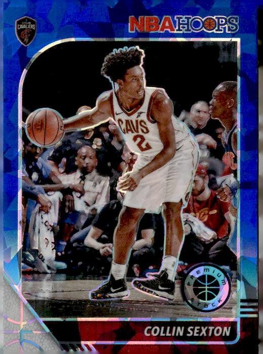 2019-20 Hoops Premium Stock #38 Collin Sexton Prizms Blue Cracked Ice