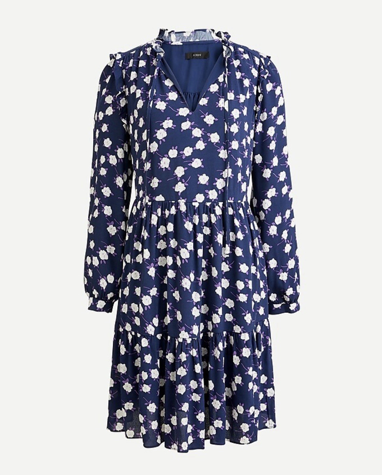 J. Crew Floral Long Sleeve Tiered Ruffle Dress Office Career Women’s Size Medium