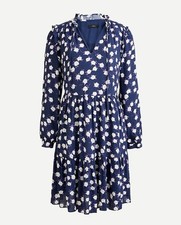 J. Crew Floral Long Sleeve Tiered Ruffle Dress Office Career Women’s Size Medium