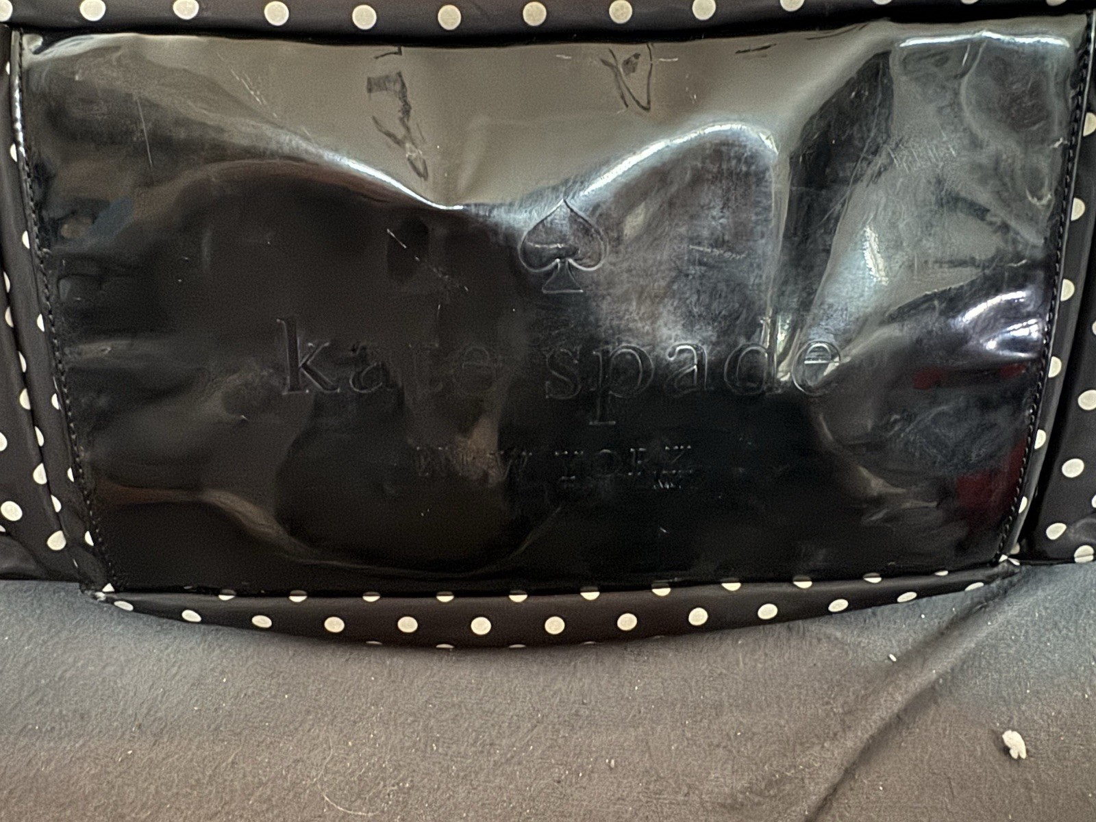 Kate Spade Black White Polka Dot Diaper Bag Tote w/ Changing Pad Large Nylon thumbnail 6