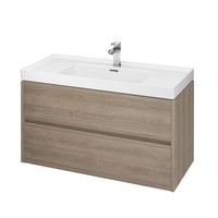 BadmöBel Set Badezimmerschrank Mit Keramikwaschbecken, 2-Schubladen 100 Cm Eiche
