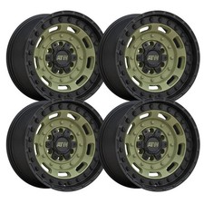 Set-4 Atw Offroad Comanche 17x9 5x139.75x5.5 -12mm Green Wheels Rims 17 Inch