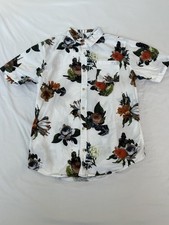 Star Wars On The Byas Hawaiian Shirt Mens XL White Floral Darth Vader Boba Fett