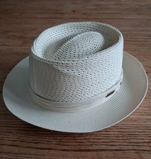 Dobbs Fifth Avenue Florentine Milan Straw Fedora White Sz 57 7 1/8" Excellent