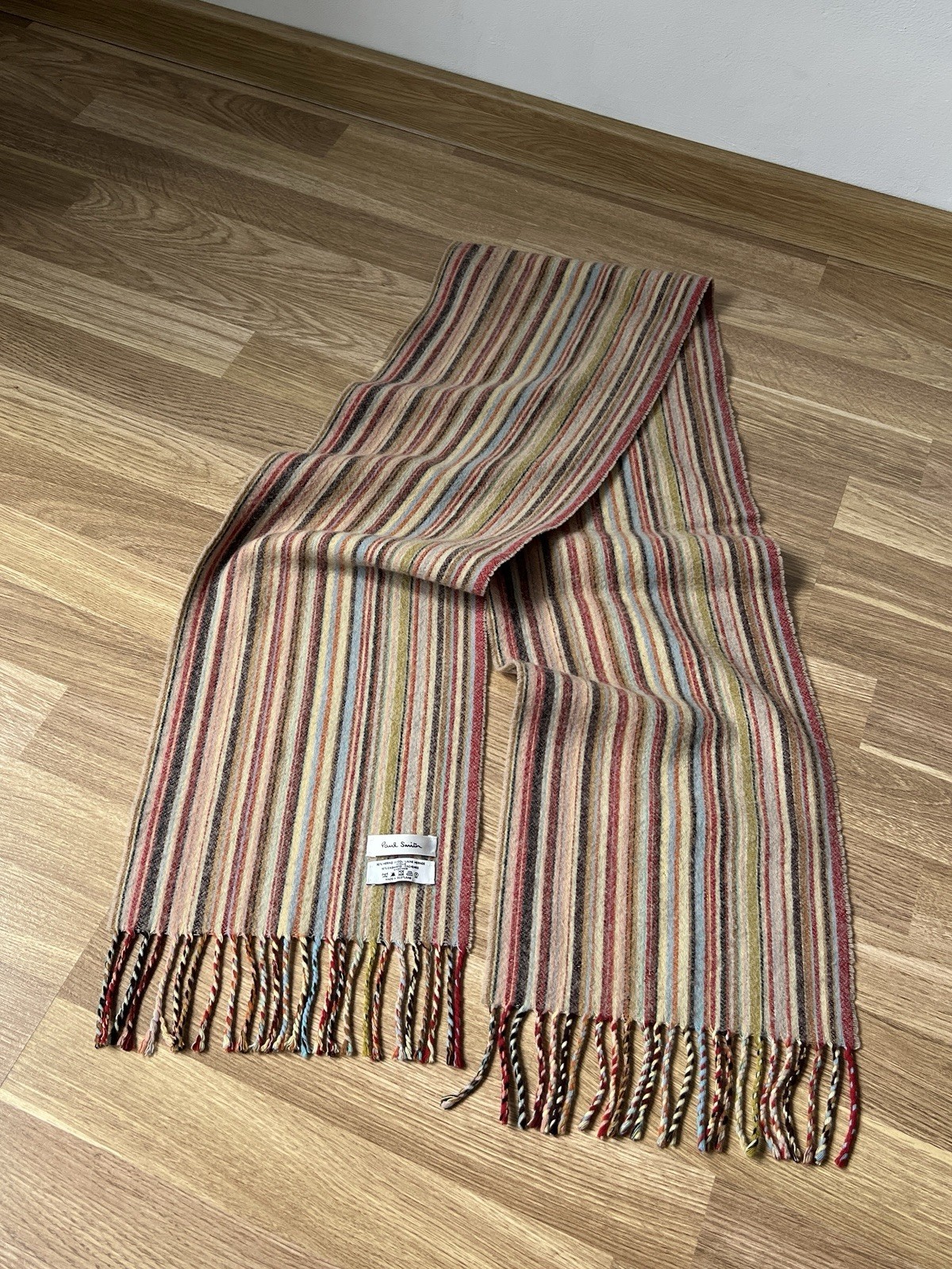 Paul Smith Merino Wool Cashmere Multicolor Striped Scarf Scotland