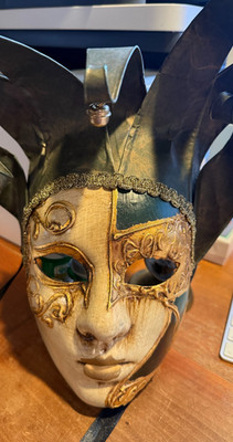 Authentic Venetian Carnival Masquerade Mask 9''L X 6''W Made in Italy