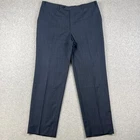 Canali Wool Travel Dress Pants Slacks Trouser Straight Fit 36x30 Blue Flat Front