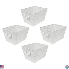 Simplify Medium Woven Strap Tote | Decorative Storage Basket | 2 Handles |