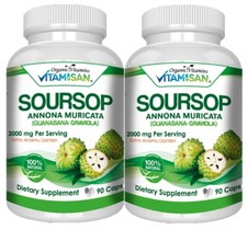 Soursop Graviola Antioxidant 180 Capsules Leaf 2000mg - guanabana annona muricat