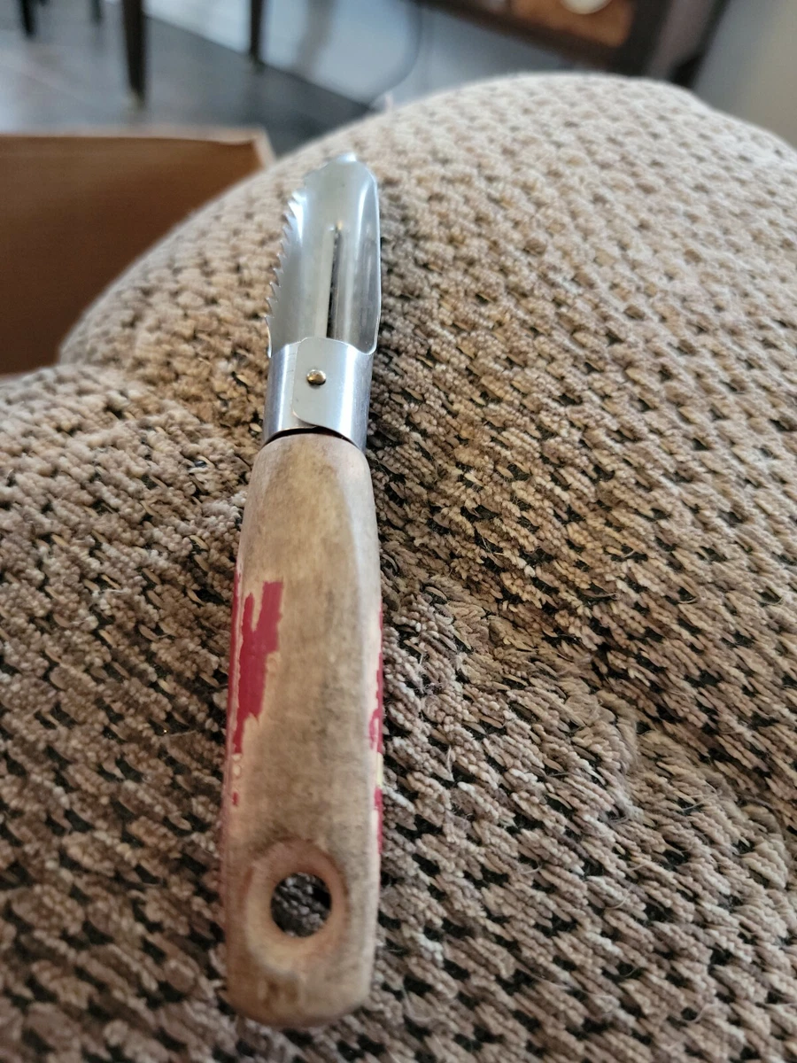 Vintage Ekco Pare Slicer Core Peeler Kitchen Tool Red Wood Handle