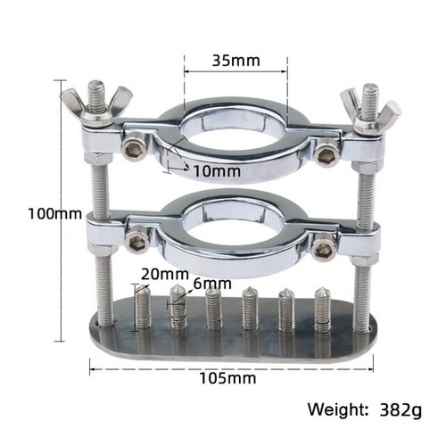 Metal Spike Rings Scrotum Ball Crusher Stretcher Lock Clamp Male Chastity Device - Picture 16 of 17